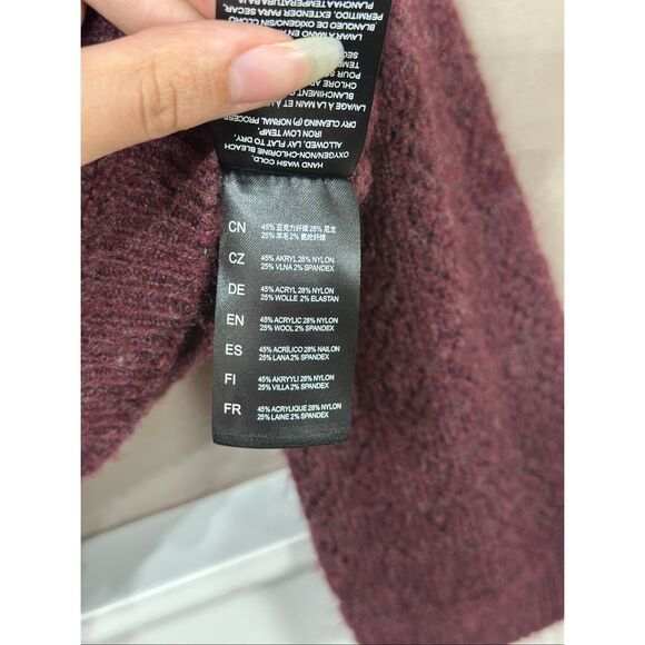 NWOT Kühl Sonata Pointelle Merino Wool Blend Knitted Maroon Sweater Women's L - Picture 5 of 11